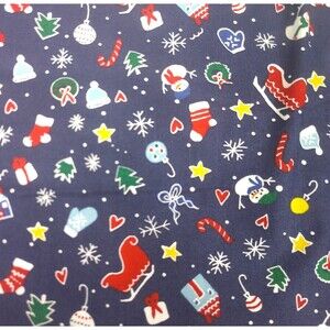 JoAnn Stores Fabric Tis the Season Christmas Holiday Blue Tree Snowman 144x44